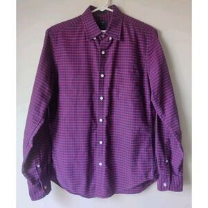 J CREW Oxford Slim Long Sleeve Button Down Blue /Red‎ Size Medium 100% Cotton